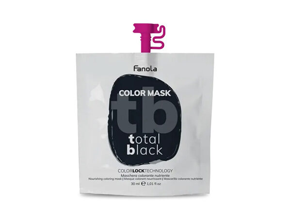 Зволожуюча маска для волосся, що тонує Виключно Чорна  Fanola Nourishing Coloring Mask 30 мл.